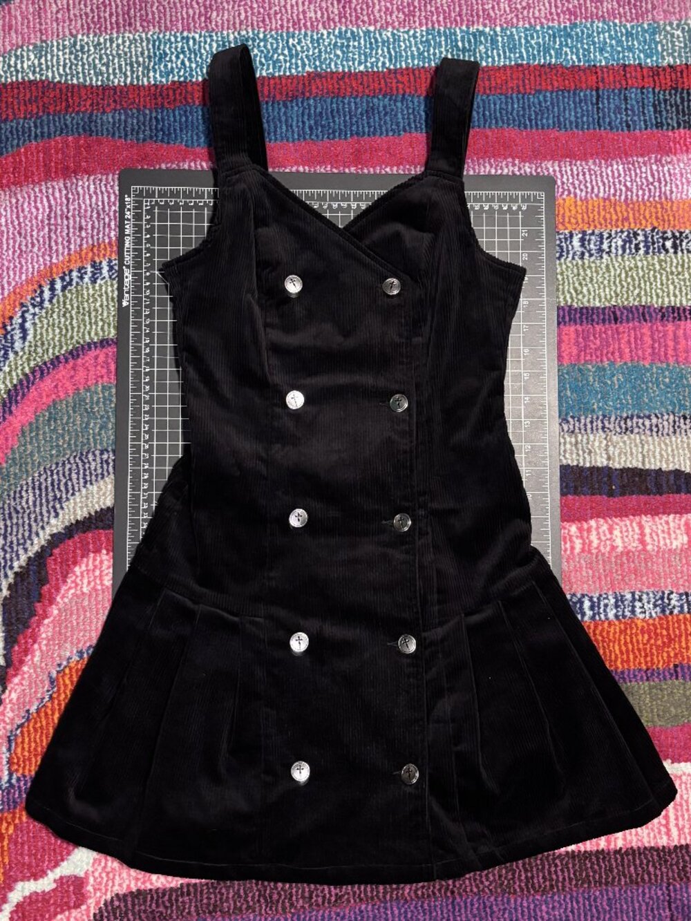 KILLSTAR BLACK GRISELDA CORDUROY BUTTONED DRESS - SIZE SMALL - Picture 2 of 6